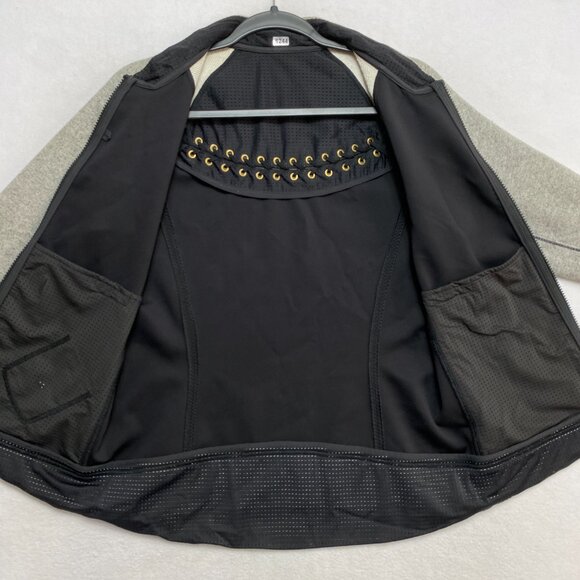 Lululemon Var-City Bomber Jacket Womens 6Black Gray Baseball Stitching Neoprene - Picture 8 of 15